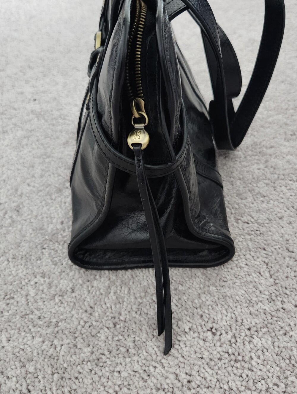 HOBO Black Shoulder Tote with Gold Ring Detail - Picture 8 of 9